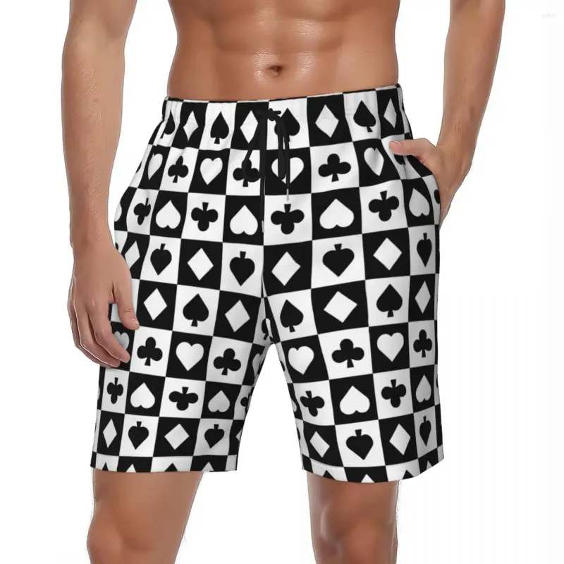 Mens Shorts Summer Board Man Poker Chessboard Grid Sports Fitness Fashion Cool Short Pants Breathable Beach Trunks Plus Size