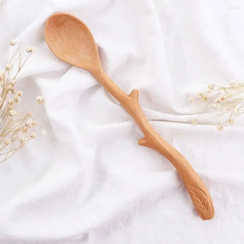 Spoons Branch Shape Natural Wood Mixing Cooking Tableware Wooden Spoon Kitchen Utensil Soup Stirring