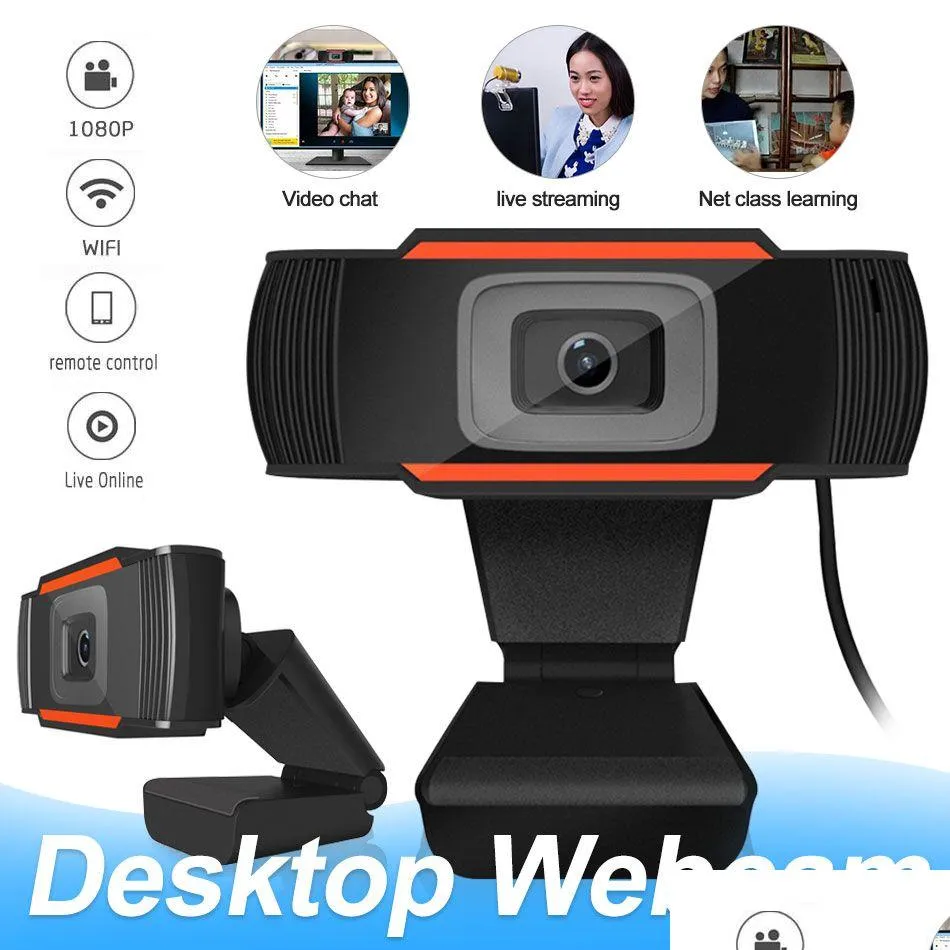 Webcams Caméra FL HD 1080P avec microphone Appel vidéo pour PC portable Boîte de vente au détail Ordinateurs de livraison en réseau Accessoires informatiques Otzbe