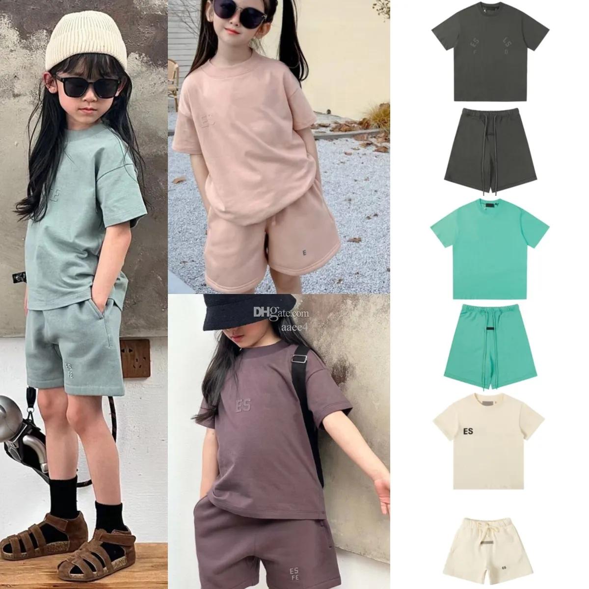 Ess Kids Clothing مجموعات الأطفال بويز فتيات مصمم ملابس الصيف الفاخرة والسرات القصيرة.