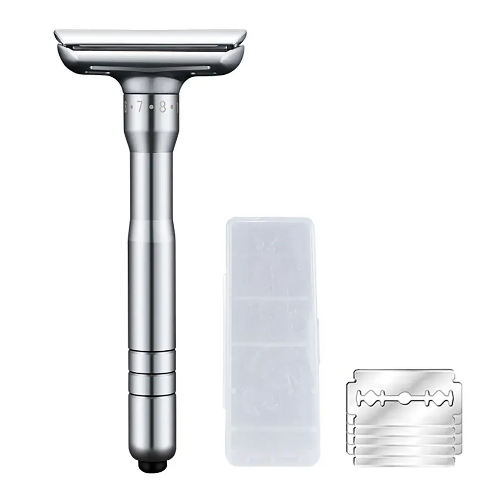 Shavers Segurança ajustável Razor mais seguro Pressione para abrir a lâmina Substituindo o sistema 1 Razor 1 Caso de viagem 5 Blades Men's Shaver Men Choice Hand