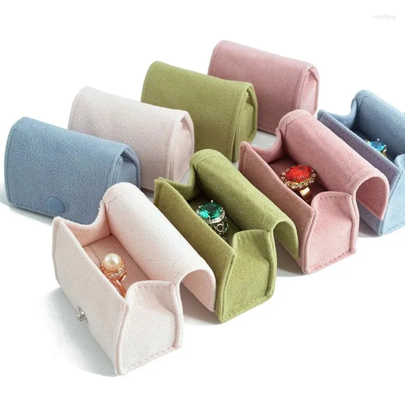 Storage Bags Snap Rings Stud Earrings Boxes Green Beads Flannel Couple Mini Convenience 6 3 4cm Colors Cute Ins