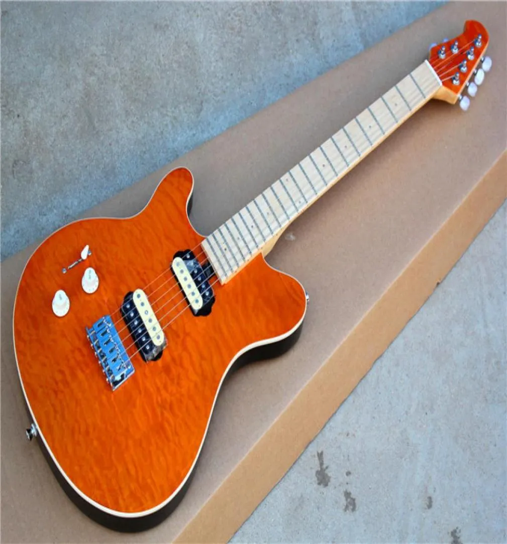 Fabrik orange leftand elektrisk gitarr med moln lönnfaneerhh pickupschrome hardwares22 fretscan ska anpassas8136035