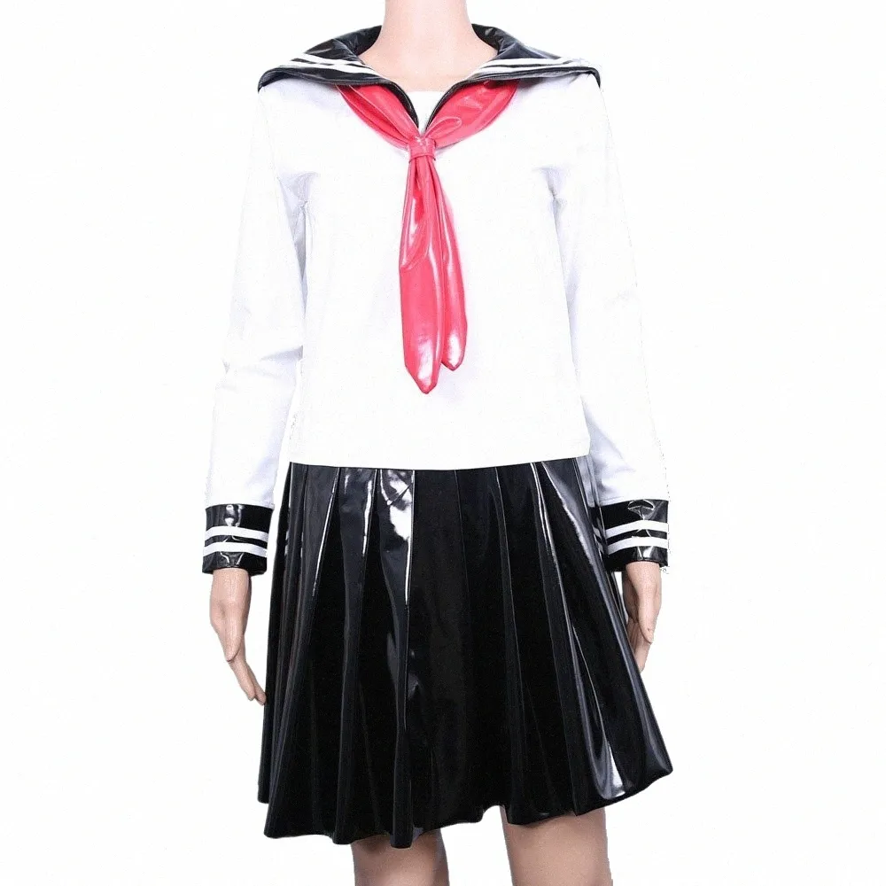 Japonais School Girl Uniforme JK Noir Marin Basic Carto PVC Marine Marin Uniformes Ensembles Marine Costume Femmes 3PCS Anime Uniforme M7S3 #