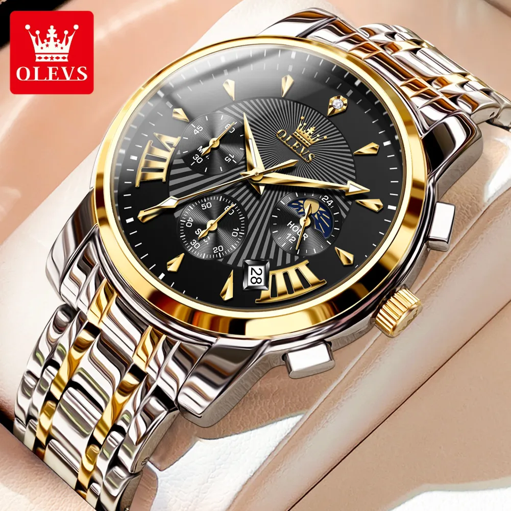 OLEVS Mens Stainless Steel Multifunctional Chronograph | DHgate display picture 2