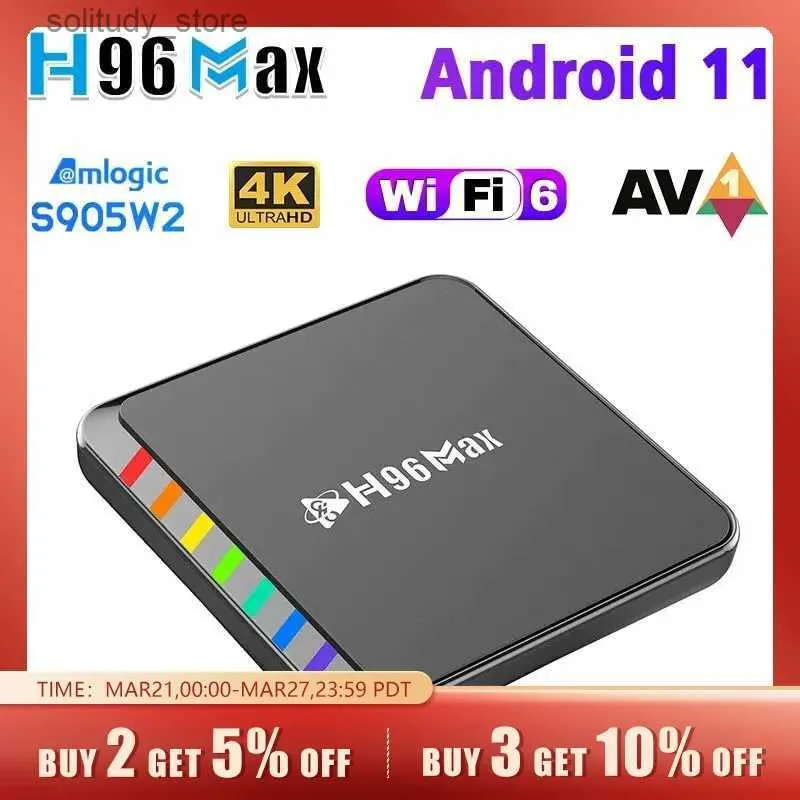 Décodeur Smart TV box Android 11 S905W2 4GB 32GB 64GB AV1 quad core WIFI6 4K H96 Max W2 décodeur lecteur multimédia TV box Q240330