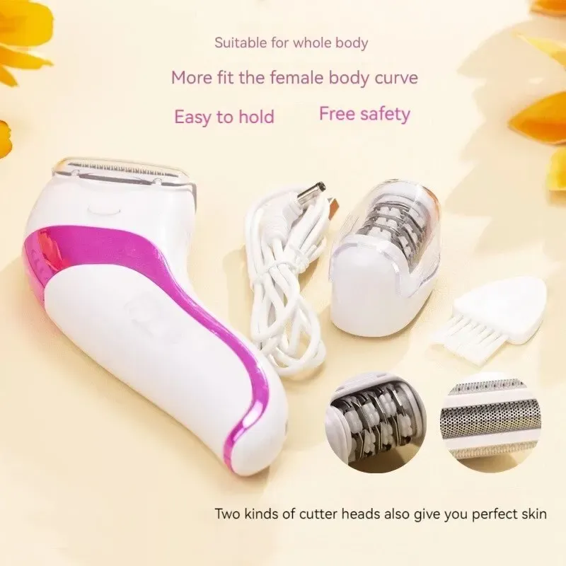 Rasoio 2in1 Elettrico Depilazione Set Pedicure Per La Signora Rasoio Per Capelli da Donna Ricarica Impermeabile Con Tre Teste di Coltello Sostituibili