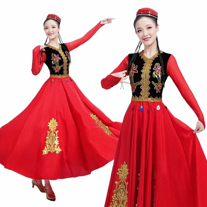 Elegant Xinjiang dans kvinnlig vuxen minoritet s uyghur scenprestanda dr Dr kinesisk folkdans 43jy#