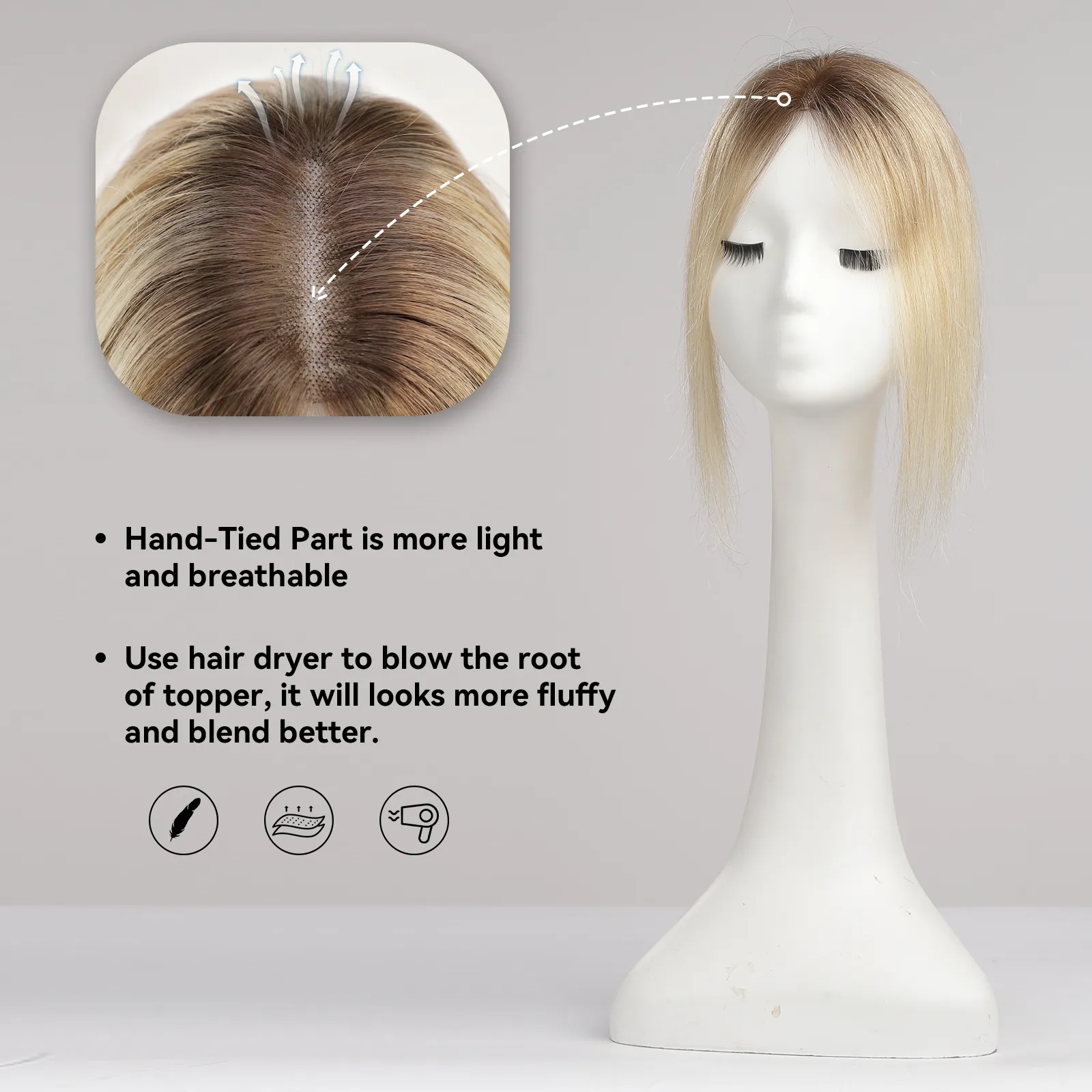 Human Hair Topper Clip-In Straight Hairpiece Silk Base 12 Inch S80a28348bb384811a4258ee8b4887  main image 2