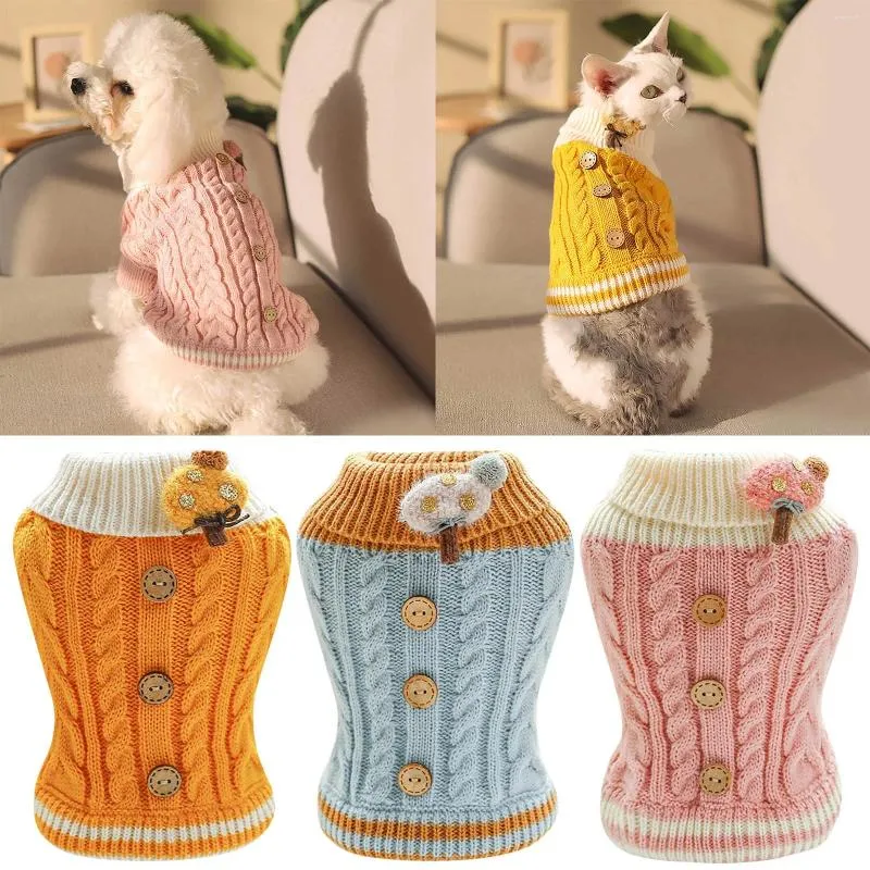 Dog Apparel Pet Clothing Cat Clothes Sweet Button Sweater Fall And For Small Dogs Girls Dress Medium Boys