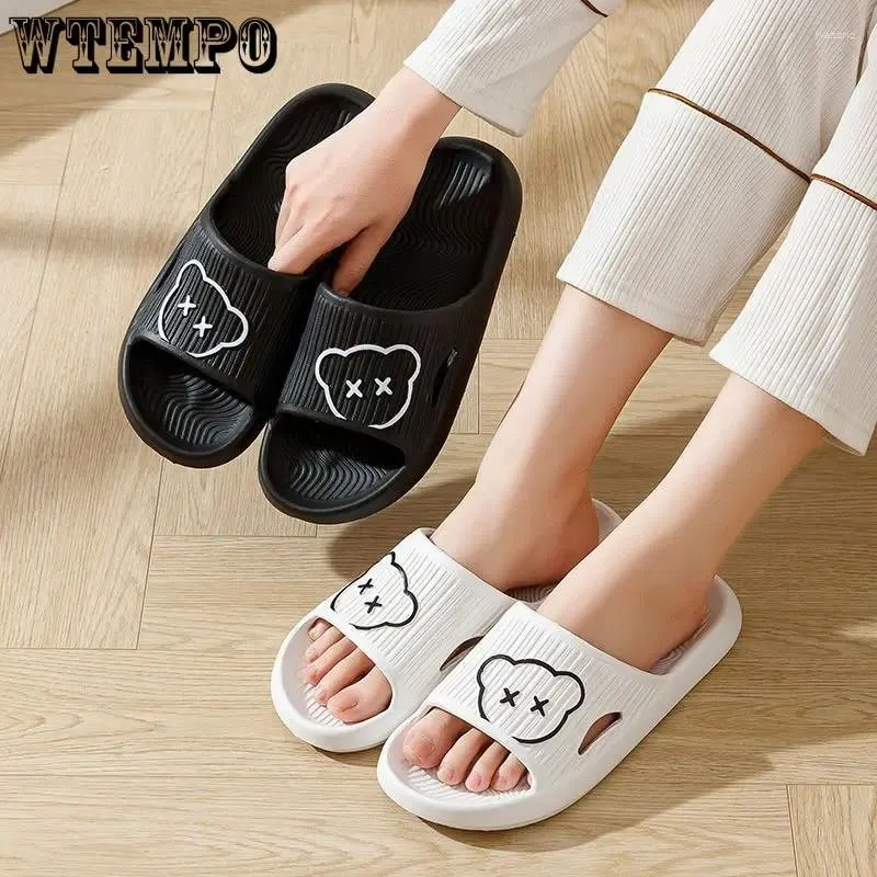 Slippers WTEMPO Fashion Summer Women Sandals Thick Platform Non-Slip Home Bear Cartoon Flip Flop Beach Shoes Men Indoor Bathroom