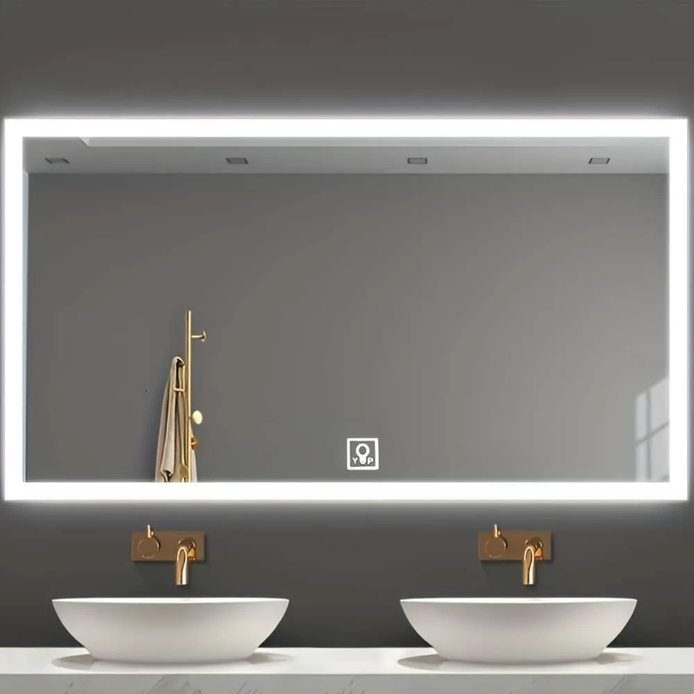 1PC LED łazienka inteligentny ekran, LED LUDLISUNY Makeup Wall Monted HD Mirror, White Light, Single Touch (US Standard)