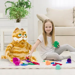 Fat Orange Plush Cat Stuffed Animals Toy, Lifelike Yellow Tabby