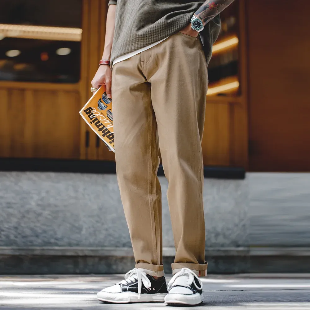 Khaki tapered jeans hotsell