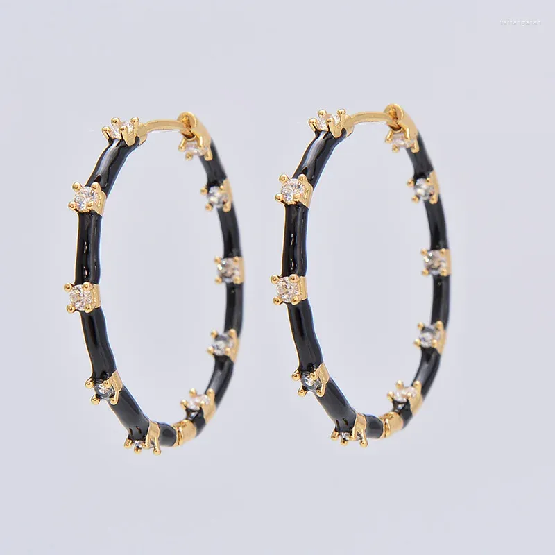 Boucles d'oreilles rondes en cristal de Zircon pour femmes, plaqué or 18 carats, bijoux à la mode, cadeau de Festival pour Couple