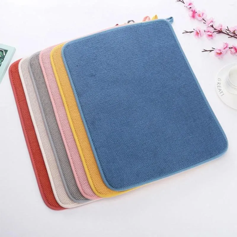 Tapetes de mesa con estampado de Color sólido, tapete de cocina grande absorbente, secado antideslizante, almohadilla de drenaje para baño, vajilla