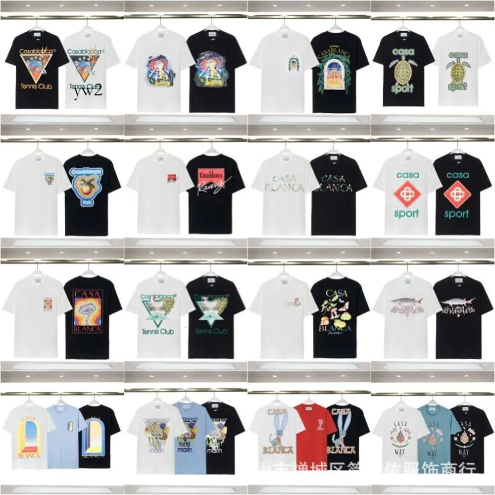Casa Blanca Hommes Chemise Designer T-shirts Marque De Mode D'été Casablanc Chemise Femmes Casual T-Shirt Dessin Animé Logo Imprimé Casa Couple Manches Courtes 100% Coton 9135