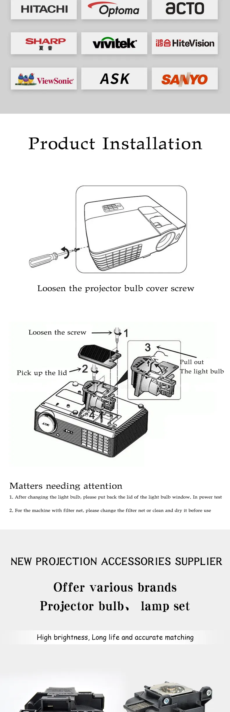 Original Philips Projector Lamp Replacement For Optoma HD33 (Bulb Only