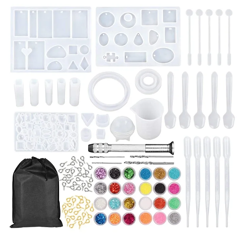 Equipments 159Pcs DIY Jewelry Resin Casting Molds And Tools Full Kit Silicone Molds For DIY Jewelry Pendant Craft Making Set