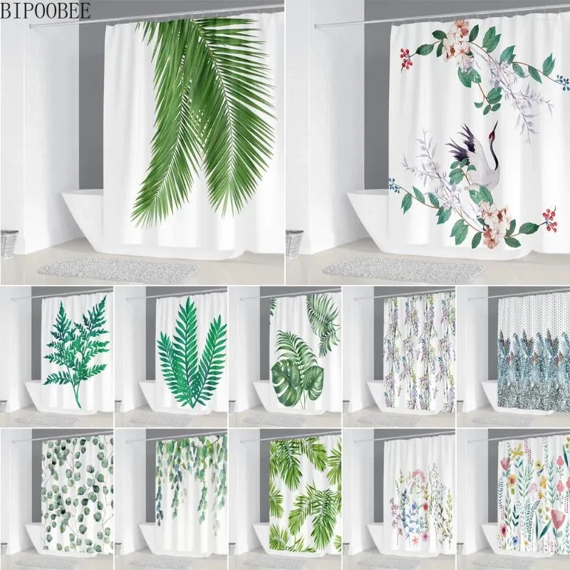 Douchegordijnen Planten Bladeren Afdrukken Gordijn Voor Badkamer Decoratie Bananenblad Duurzaam Bad Polyester Stof Met 12 Haken