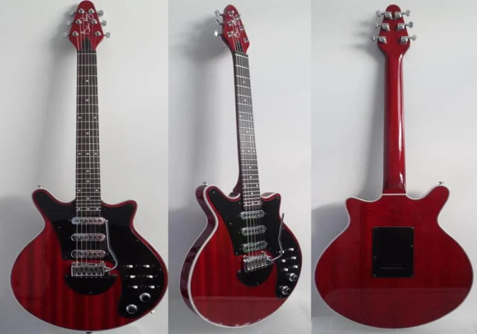 China Made OEM Brian May Wine Red Electric Guitar 3 single Pickups BURNS Tremolo Bridge 24 Frets 6 Switch Chrome Hardware6815348