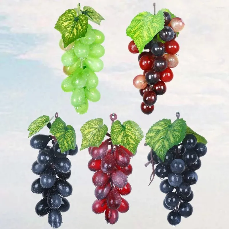 Feestdecoratie 5 stks Druiven Fruit Kunstmatig Voor Keuken Wijnstokken Boven Kasten Fruit- Frosted Simulatie