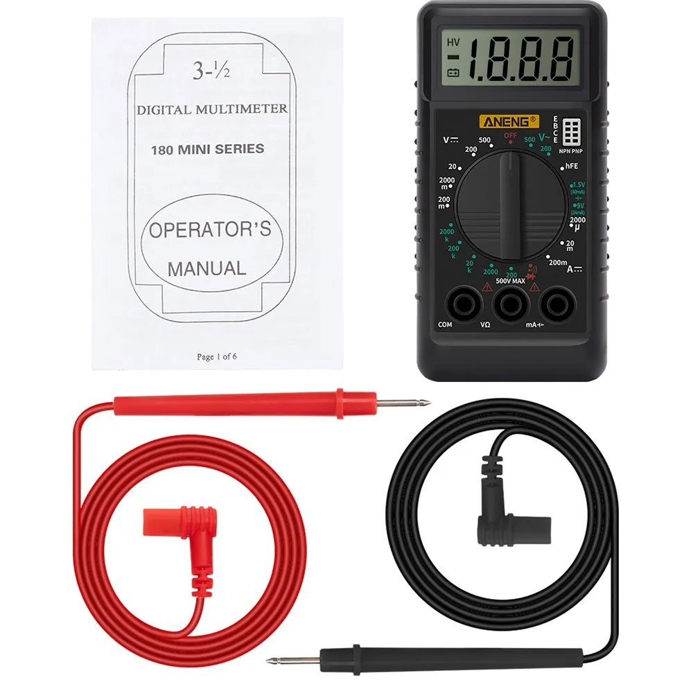 Compact Mini Multimeter Digital Mini Multimeter DT-182 Handheld Pocket Voltmeter Ammeter with ...