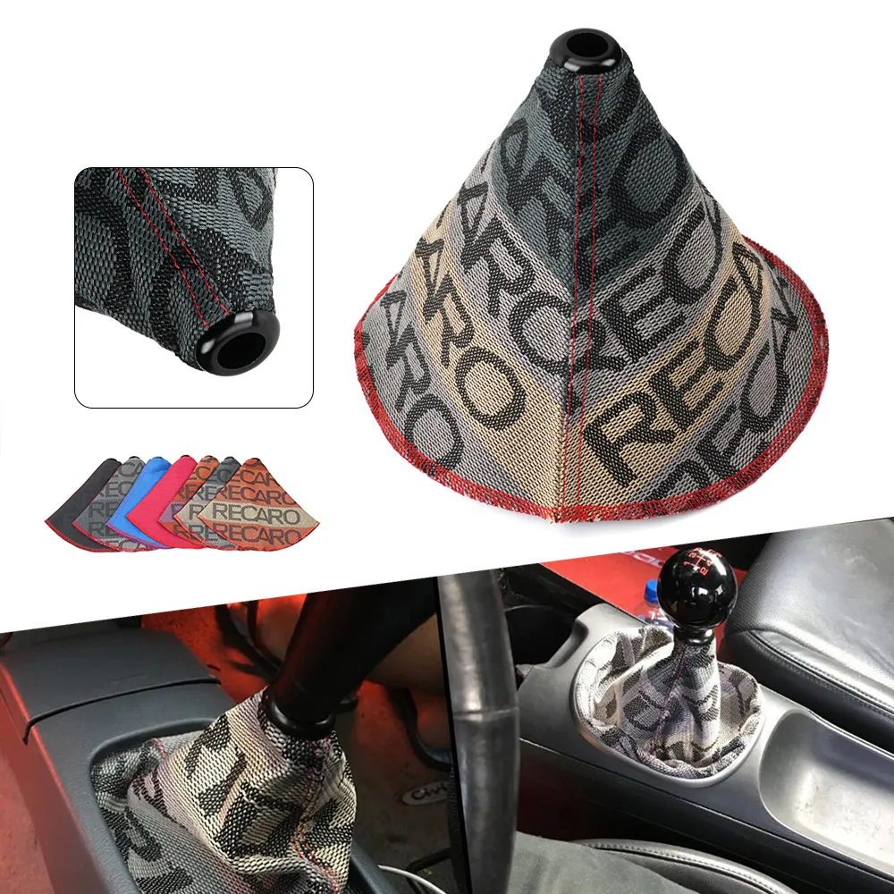 Bride Canvas Shift Boot Cover - Universal Car Knob Collar With Red Stitching