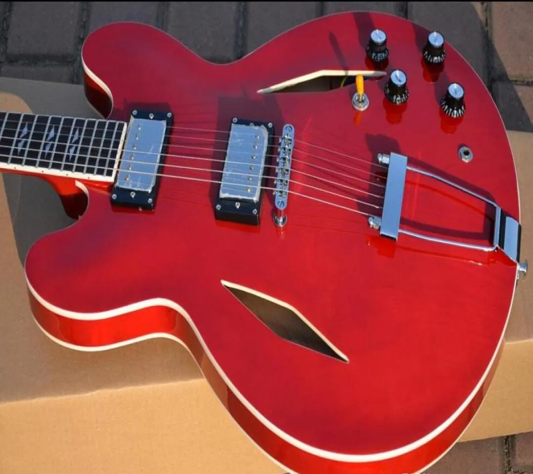 Dave Grohl DG 335 Red Crimson Hollow Body Memphis Trini Electric Guitar Double F holesスプリットダイヤモンドインレイグローバーチューナー4044961