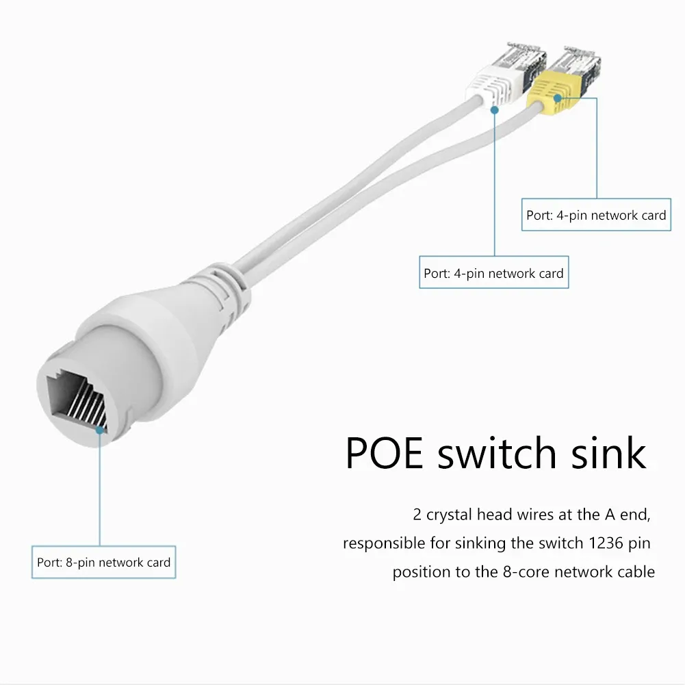 POE Splitter Adapter: Network Cable RJ45 Connector For IP Camera