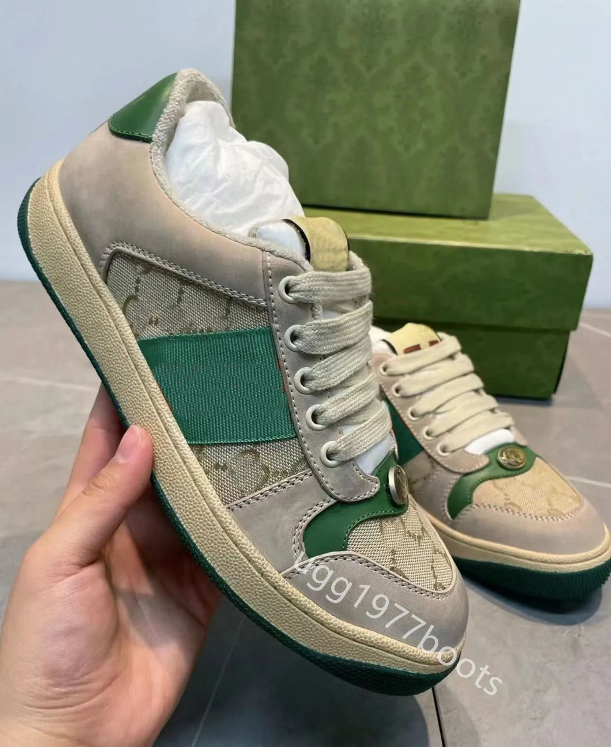 Screener Sneakers Designer Scarpe casual sporche Tennis Mocassini burro beige Donna Uomo Sneaker da corsa Scarpe vintage classiche in pelle rossa verde a righe Taglia 34-44