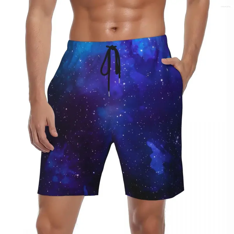 Short d'été pour hommes, bleu galaxie, sport, Surf, imprimé coloré, plage, Y2K, rétro, séchage rapide, grande taille