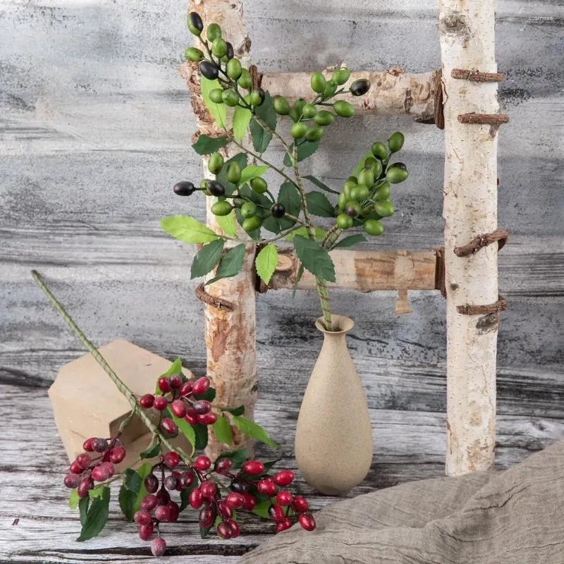 Fiori decorativi Natale artificiale oliva frutta ramo di fagioli ghirlanda fai da te albero di Natale decorazione bacca fiore di simulazione casa matrimonio pianta parete