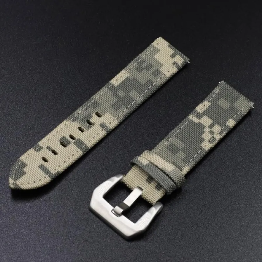 Correas de reloj Onthelevel de lona resistente al agua, correa de reloj de camuflaje militar de 20 a 22mm con hebilla de acero inoxidable #D233R