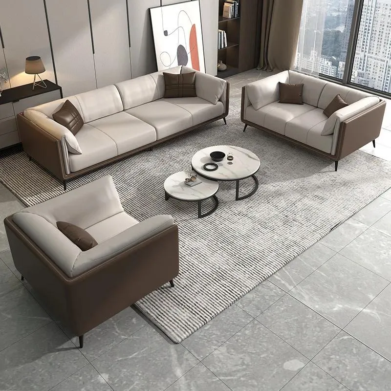 Stol täcker nordisk liten lägenhet modern minimalistisk mottagning och förhandlingsoffa tre-sätes soffbordskombinationskontor