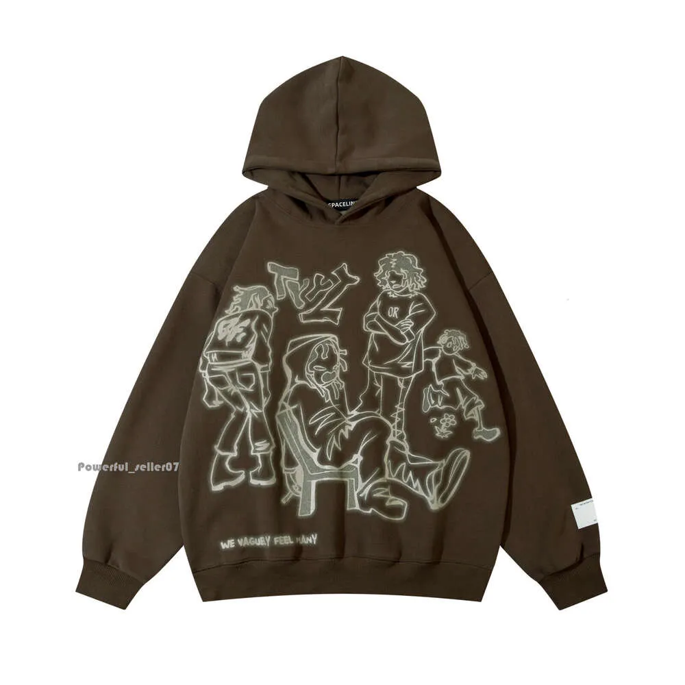 Herrtröjor tröjor aelric eden mens y2k tecknad linje karaktär tryck hoodie harajuku hip hop sweatshirt pullover hooded streetwear casual tops 7861