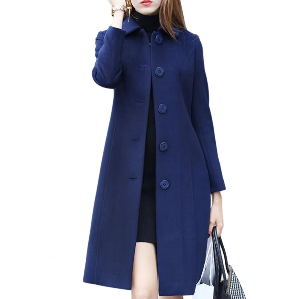 Plus Size Long Wool Coats For Women Elegant Thermal Lady Jacket