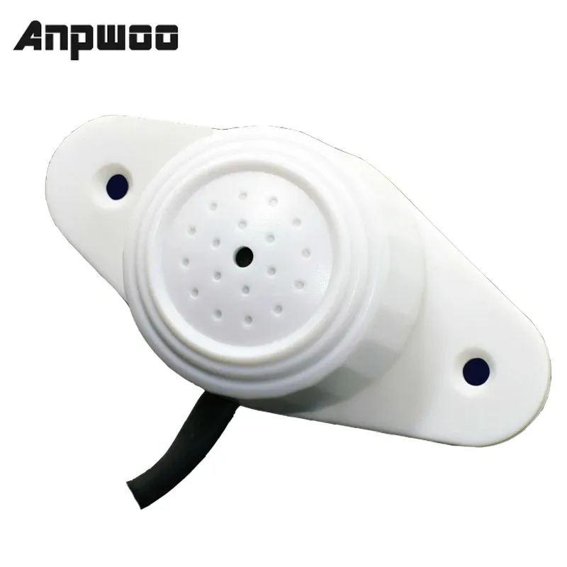 Novo 2024 Anpwoo CCTV Microfone Audio Entrada de áudio de ampla faixa de áudio Dispositivo de som para segurança DVR DVR Monitor de vigilância de câmeras IP IP 1. 1.