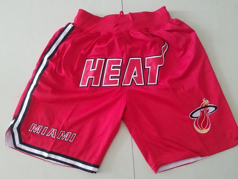 Mens''Miami''heat''Authentic Shortsバスケットボールレトロメッシュ刺繍されたカジュアルアスレチックジムチームショーツ16
