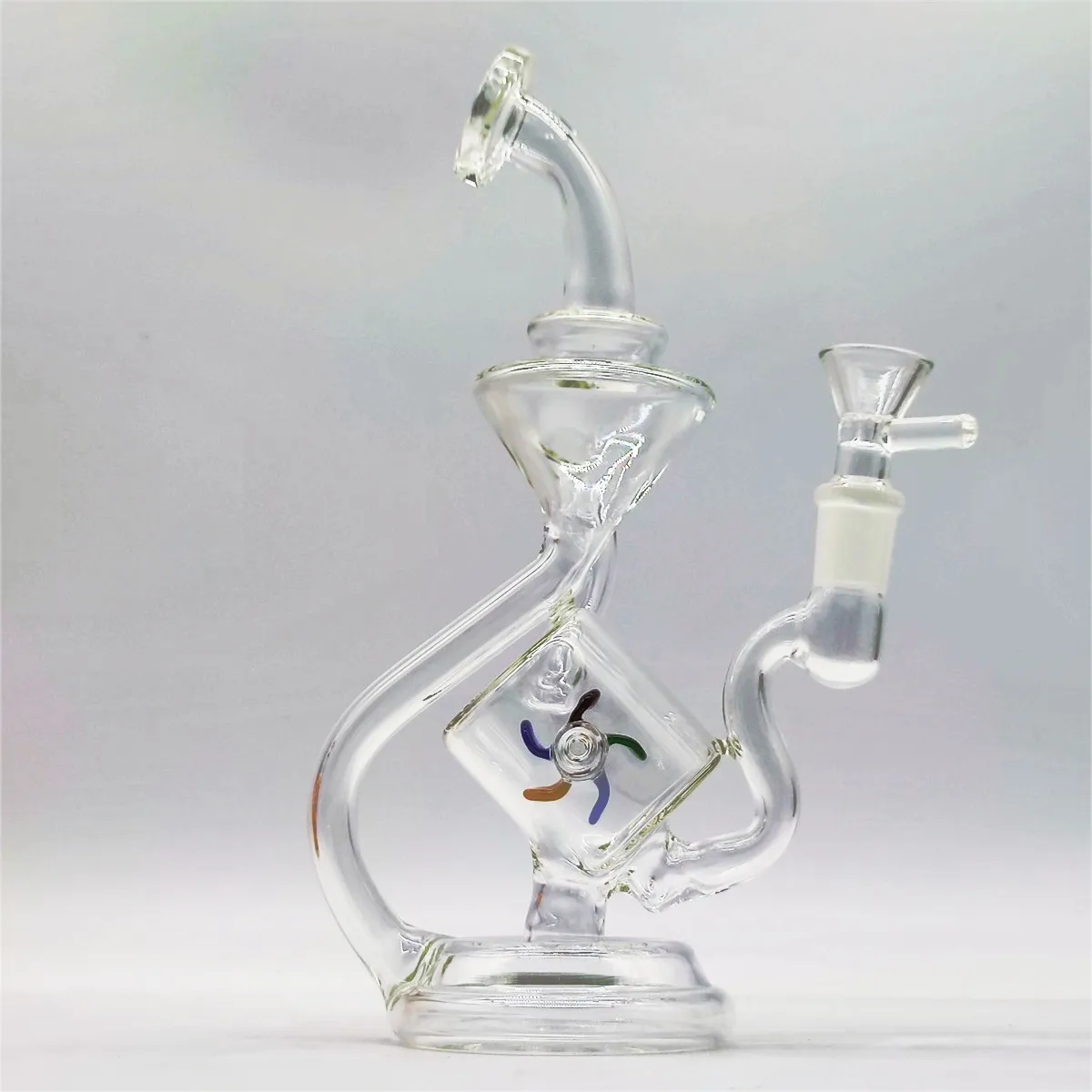 2024 Heady Glass Neo Fab Clear Wind Mill Filter Spin 9 Inch Glass Bongs Water Pipe Bong Tobacco Smoking Tube 14MM Bowl Dab Rig Recycler Bubbler Pipes