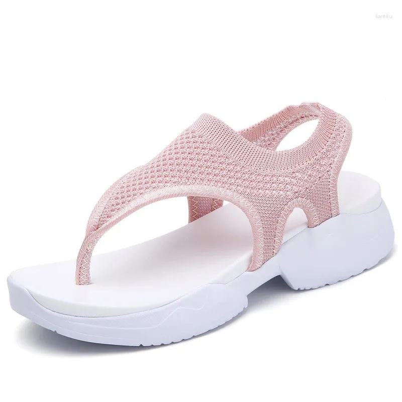 Chaussures décontractées 2024 Femmes Sandales Maille Plage Appartements Flip Femme Gladiateur Simple Sandalias Mujer Sapato Féminin Grande Taille 36-43