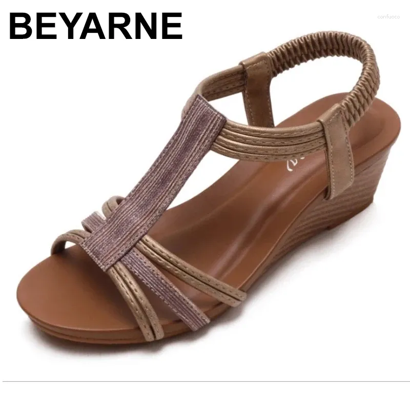 Freizeitschuhe BEYARNESlope Heel Sandalen Damen Sommer 2024 und vielseitige Mode römische Dicksohlen-Biskuitkuchen mit dünnem