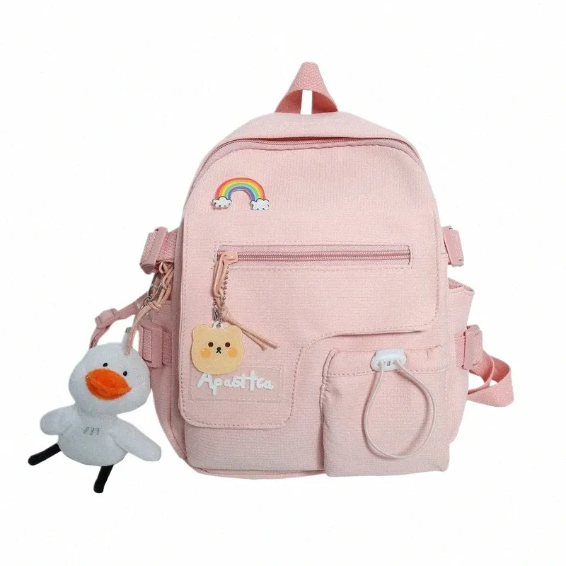 Style coréen Petite Toile Fille Mini Sac À Dos Pour Femmes Étanche Fi Voyage Sac À Dos Sac D'école Fourre-Tout Pour Tennage Épaule 58Wt #