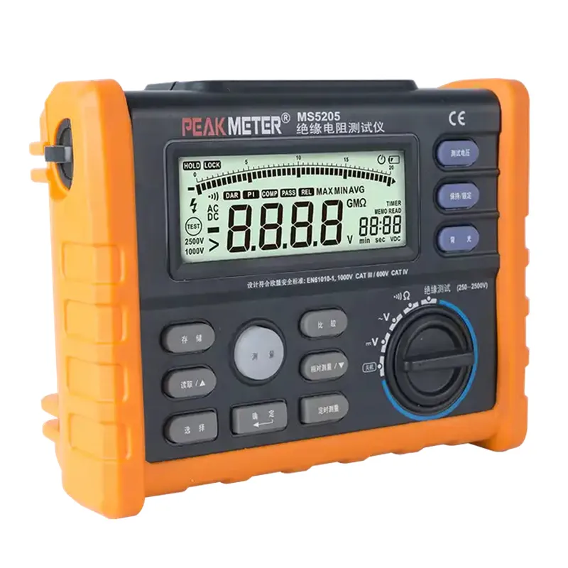 Högspänning Digital isoleringsmotståndsmätare Isolering och kontinuitetstestisolering Continu Tester Multimeter MS5205