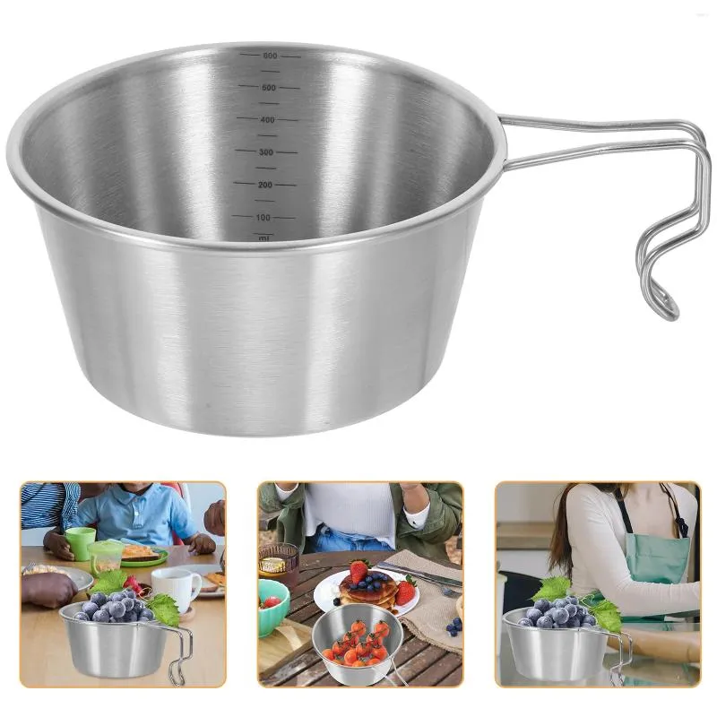 Bols Coupe à boire Bol de pique-nique Camping Ustensiles de cuisine en acier inoxydable Cuisson pliable pour