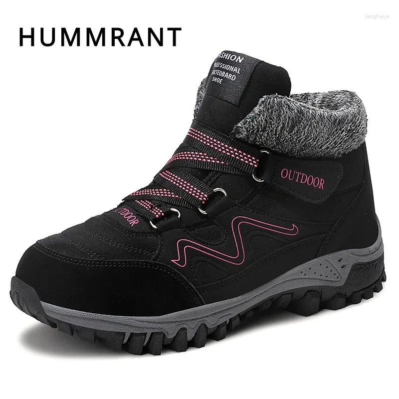 Fitness Shoes Winter Women's Snow Boots Leather Women Warm Thick Plush Hiking Waterproof Female Wedge Ankle Sneakers