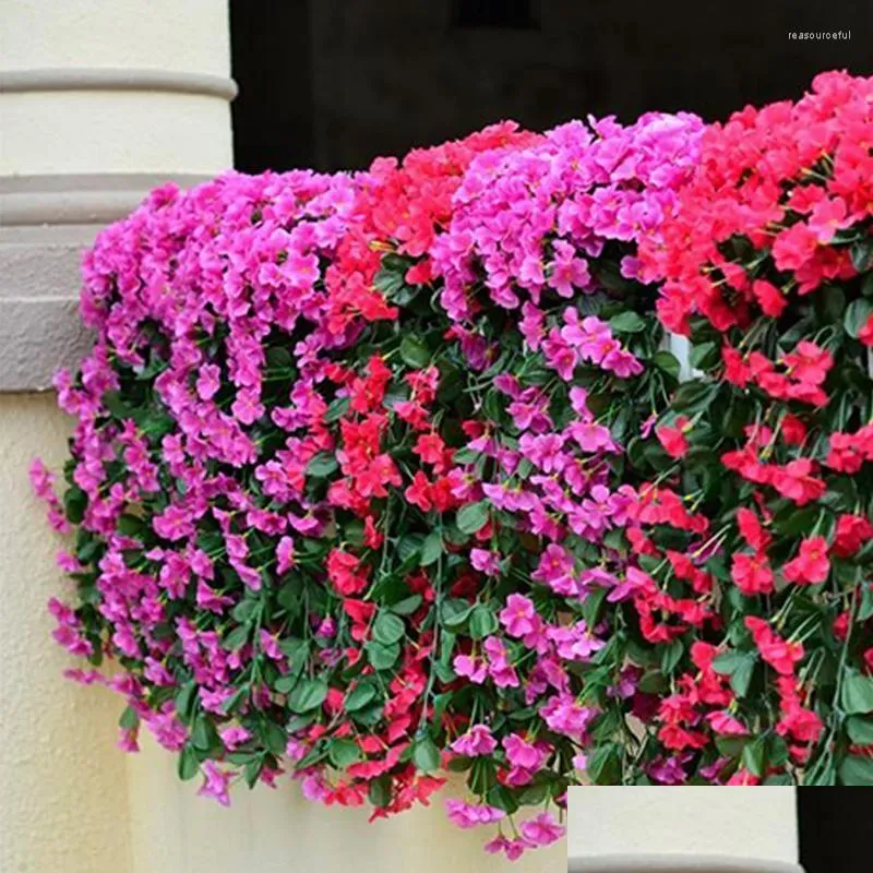 Dekorativa blommor kransar konstgjorda violetta väggar murgröna blomma hängande vinstockar växter party hem trädgård inomhus utomhusdekor planter släpp dh6mo