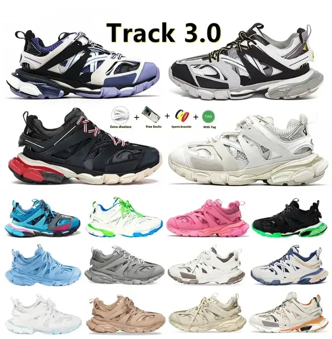Pistas Track Luxury Shoes Mens Femenino Track 3 3.0 Zapatos AAA Triple White Black Tess.S.Zapatillas de zapatillas de plataforma impresa de nylon entrenador de cuero gomma tn tn