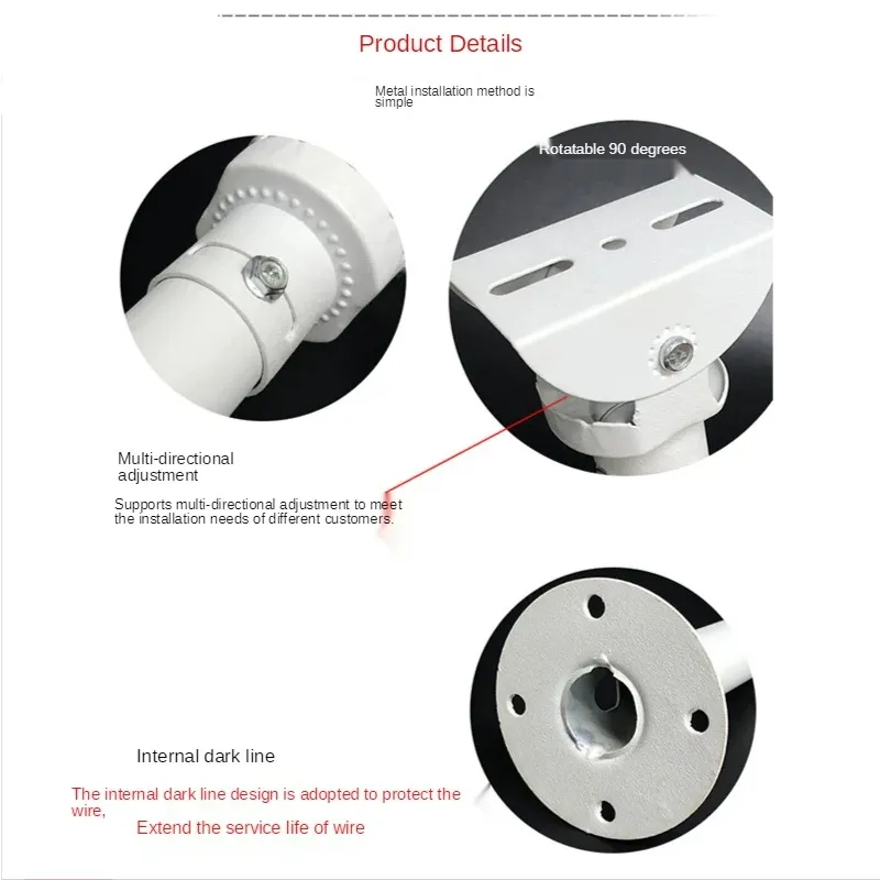 ANPWOO Staffa telecamera di sorveglianza a forma di L, staffa a becco d'anatra curva e barra lunga, 60 cm, accessori di monitoraggio Daquan