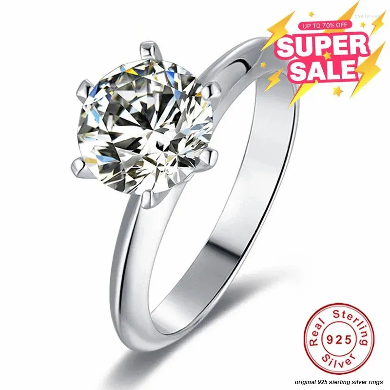Pierścienie klastra Moissanita Anillos 925 SREBRE SREBRE FOR WOMEN MOISSANITE Diamonds Bague z GRA Certyfikat Wedding Fine Jewelry